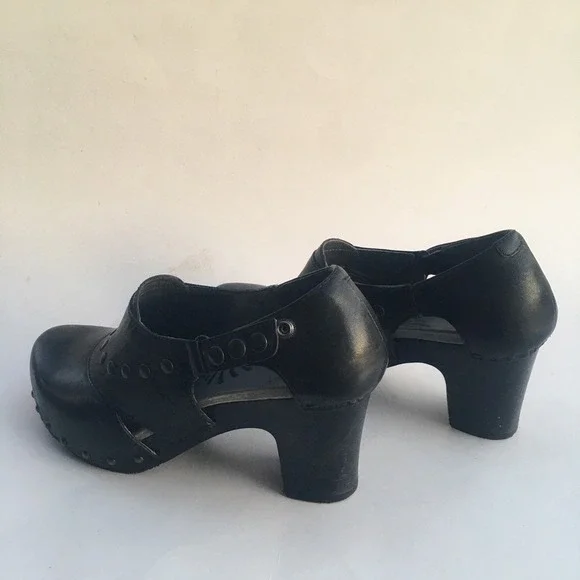DANSKO Ryder Leather Studded Clog Block Heel Women EU 38 US 7.5 Black Adjustable - Picture 4 of 16